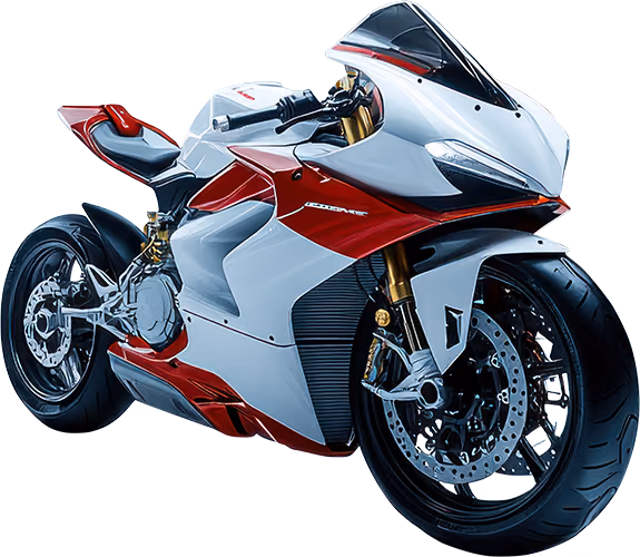 Sportmotorrad in Rot-Weiß